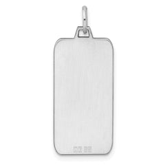 Sterling Silver Rhod-plate Eng. Rect. Polish Front/Satin Back Disc Charm - 20