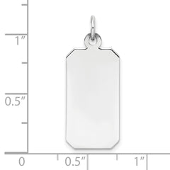 SS Rh-plt Engraveable Rectangle Polished Front/Satin Back Disc Charm - 7