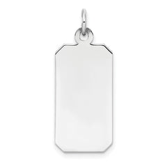 SS Rh-plt Engraveable Rectangle Polished Front/Satin Back Disc Charm - 7
