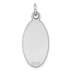 Sterl Silver Rh-plt Engraveable Oval Polished Front/Satin Back Disc Charm - 10