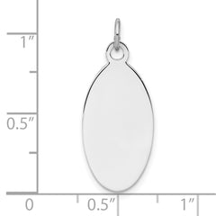 Sterl Silver Rh-plt Engraveable Oval Polished Front/Satin Back Disc Charm - 10