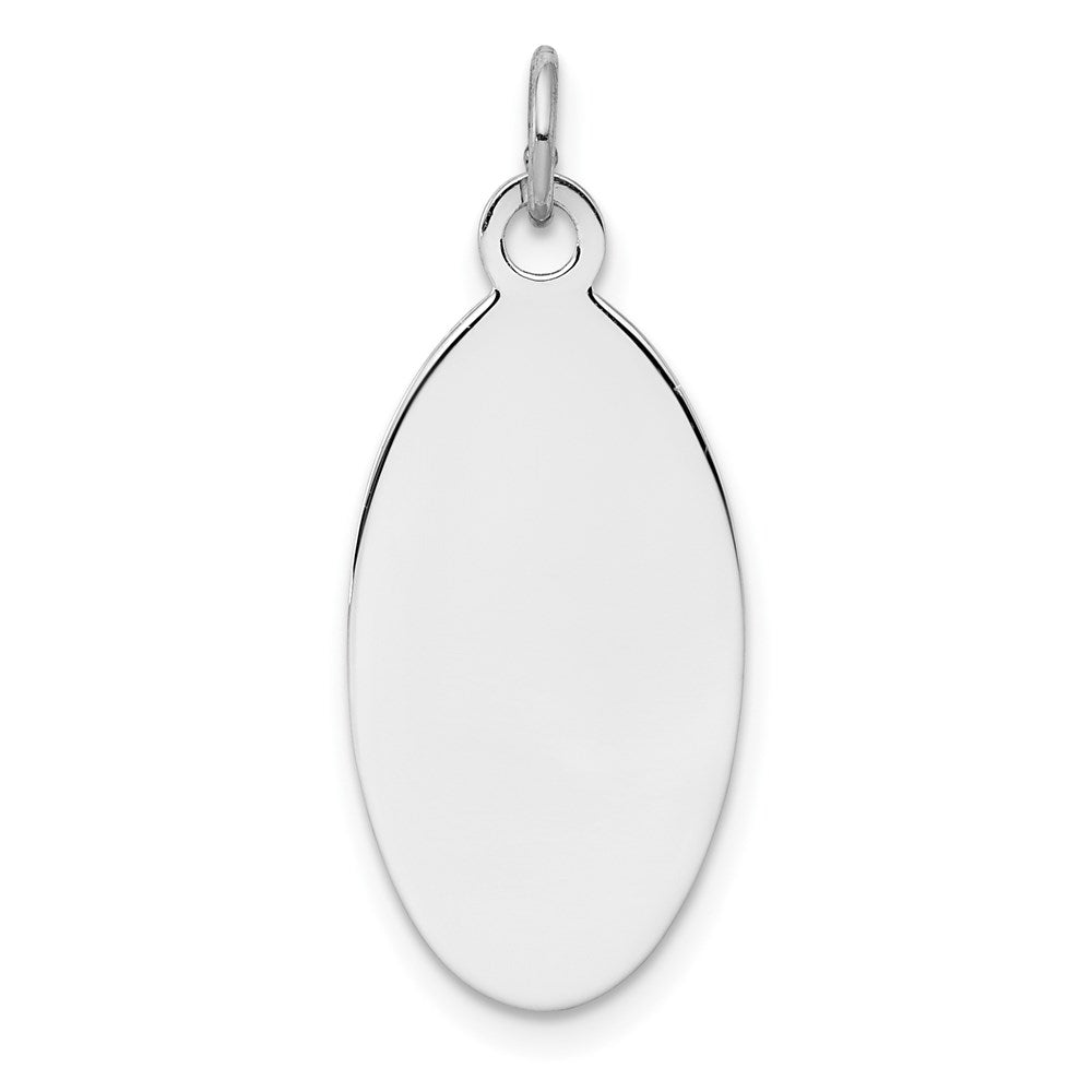 Sterl Silver Rh-plt Engraveable Oval Polished Front/Satin Back Disc Charm - 10