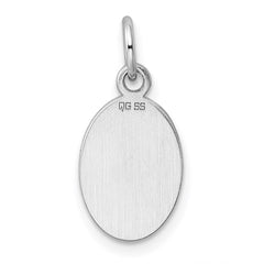 Sterl Silver Rh-plt Engraveable Oval Polished Front/Satin Back Disc Charm - 11
