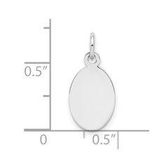 Sterl Silver Rh-plt Engraveable Oval Polished Front/Satin Back Disc Charm - 11