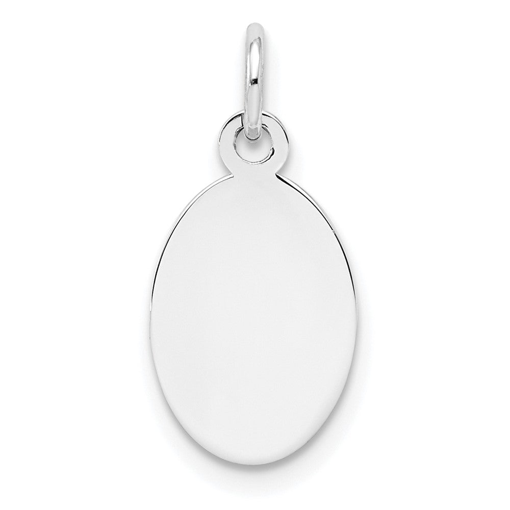 Sterl Silver Rh-plt Engraveable Oval Polished Front/Satin Back Disc Charm - 11