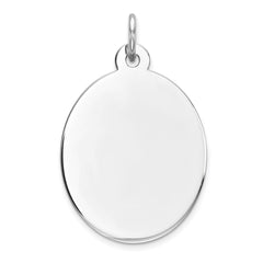 Sterling Silver Rhod-plate Eng. Oval Polish Front/Satin Back Disc Charm - 33