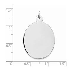 Sterling Silver Rhod-plate Eng. Oval Polish Front/Satin Back Disc Charm - 8