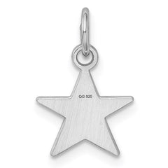 Sterling Silver Rhodium-plated Engraveable Star Disc Charm