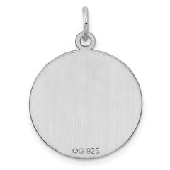 SS Rh-plt Engraveable Round Patterned Polished Front/Satin Back Disc - 3