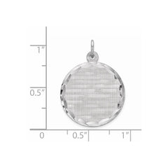 SS Rh-plt Engraveable Round Patterned Polished Front/Satin Back Disc - 3