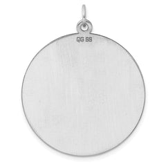 SS Rh-plt Engraveable Round Patterned Polished Front/Satin Back Disc - 4