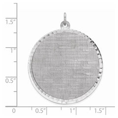 SS Rh-plt Engraveable Round Patterned Polished Front/Satin Back Disc - 4