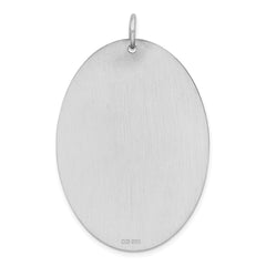 Sterl Silver Rh-plt Engraveable Oval Polished Front/Satin Back Disc Charm - 5
