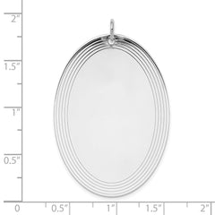Sterl Silver Rh-plt Engraveable Oval Polished Front/Satin Back Disc Charm - 5