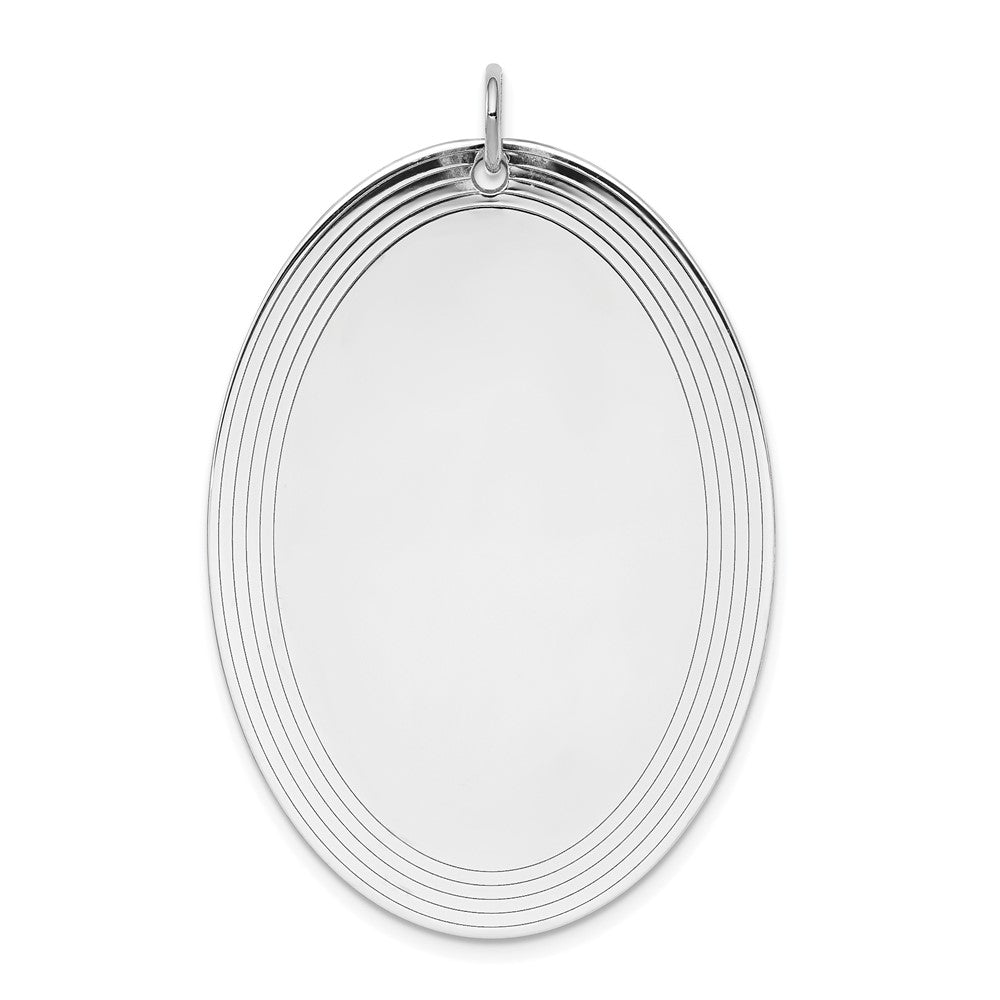 Sterl Silver Rh-plt Engraveable Oval Polished Front/Satin Back Disc Charm - 5