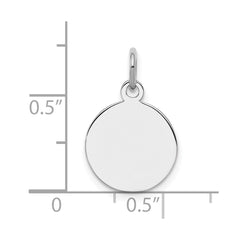 SS Rh-plt Engraveable Round Polished Front/Satin Back Disc Charm - 5