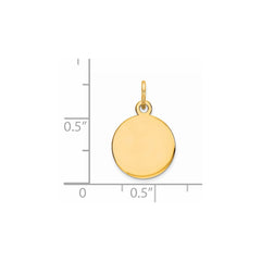 Sterling Silver GP Engraveable Round Polished Disc Charm - 16