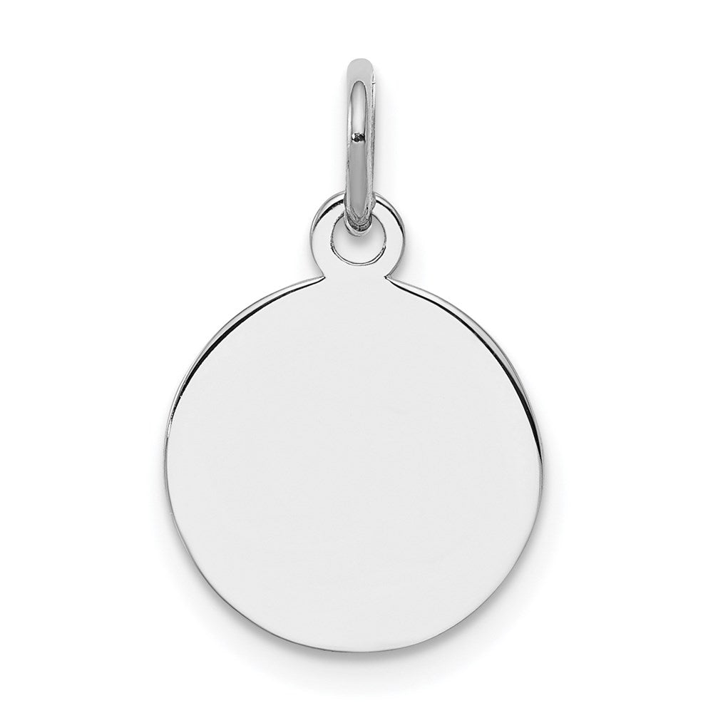 SS Rh-plt Engraveable Round Polished Front/Satin Back Disc Charm - 5