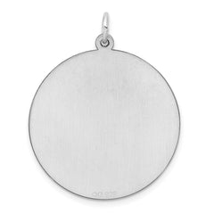 Sterling Silver Rhod-plated Eng. Rnd Polish Front/Satin Back Disc Charm - 17