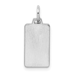 Sterling Silver Rhod-plate Eng. Rect. Polish Front/Satin Back Disc Charm - 8