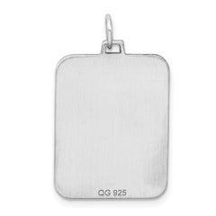 Sterling Silver Rhod-plate Eng. Rect. Polish Front/Satin Back Disc Charm - 9