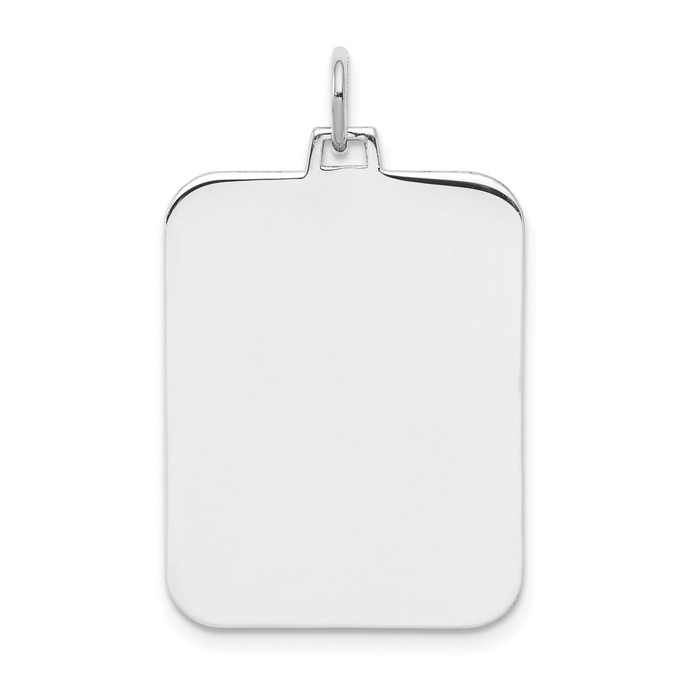 Sterling Silver Rhod-plate Eng. Rect. Polish Front/Satin Back Disc Charm - 6