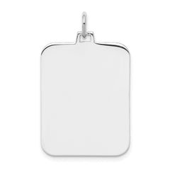 Sterling Silver Rhod-plate Eng. Rect. Polish Front/Satin Back Disc Charm - 9