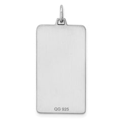 Sterling Silver Rhod-plate Eng. Rect. Polish Front/Satin Back Disc Charm - 31