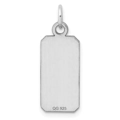 Sterling Silver Rhod-plate Eng. Rect. Polish Front/Satin Back Disc Charm - 36