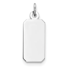 Sterling Silver Rhod-plate Eng. Rect. Polish Front/Satin Back Disc Charm - 32