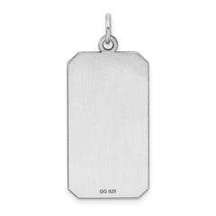 Sterling Silver Rhod-plate Eng. Rect. Polish Front/Satin Back Disc Charm - 39