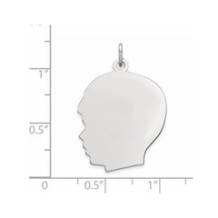 Sterling Silver Rhod-plate Eng. Boy Polished Front/Satin Back Disc Charm - 7