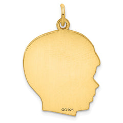 Sterling Silver GP Engraveable Boy Polished Disc Charm - 20