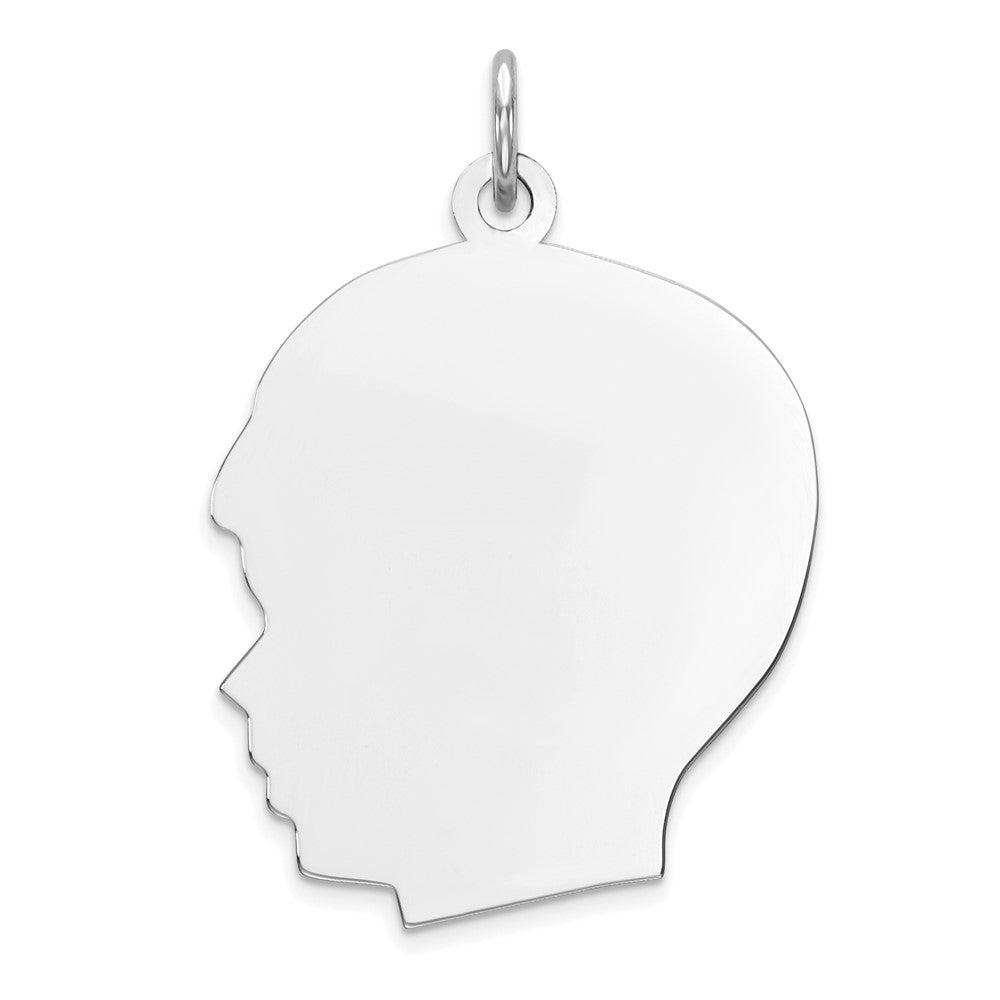 Sterling Silver Rhod-plate Eng. Boy Polished Front/Satin Back Disc Charm - 7