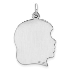 Sterling Silver Rhod-plate Eng. Girl Polished Front/Satin Back Disc Charm - 8