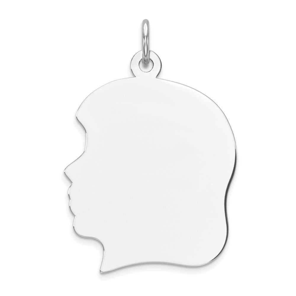 Sterling Silver Rhod-plate Eng. Girl Polished Front/Satin Back Disc Charm - 8