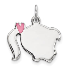 Sterling Silver Rhod-plate Pink Enamel Right Facing Girl Head Disc Charm - 2