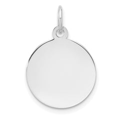 SS Rh-plt Engraveable Round Polished Front/Satin Back Disc Charm - 18