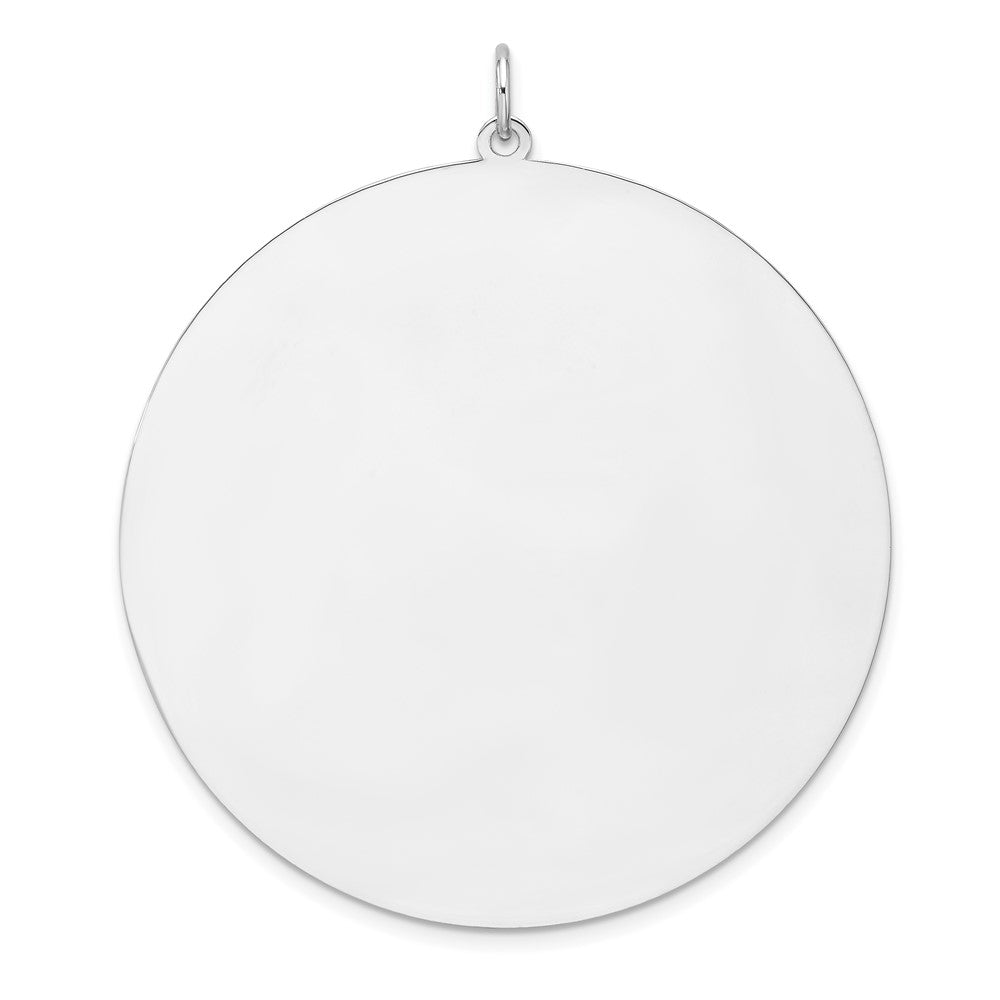 Sterling Silver Rhod-plated Eng. Rnd Polish Front/Satin Back Disc Charm - 37