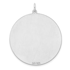 Sterling Silver Rhod-plated Eng. Rnd Polish Front/Satin Back Disc Charm - 5