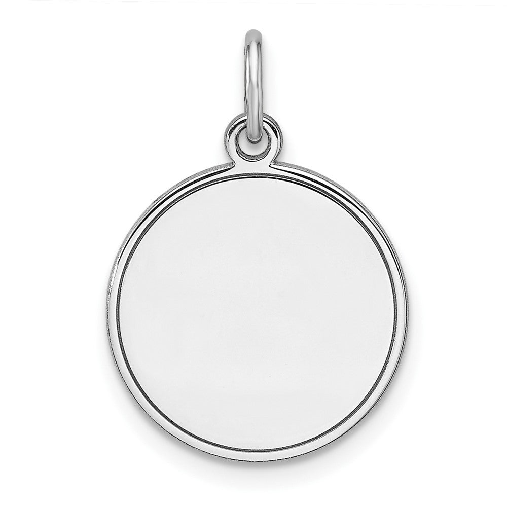 Sterling Silver Rhod-plated Eng. Rnd Polish Front/Satin Back Disc Charm - 41