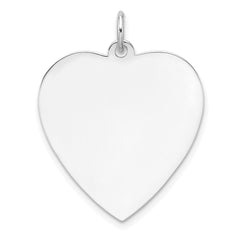 SS Rh-plt Engraveable Heart Polished Front/Satin Back Disc Charm - 28