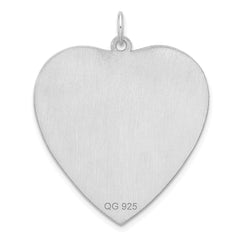 Sterling Silver Rhod-plated Eng. Heart Polish Front/Satin Back Disc Charm - 2