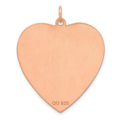 Sterling Silver RG Plated Engraveable Heart Polished Front/Satin Back Disc - 9