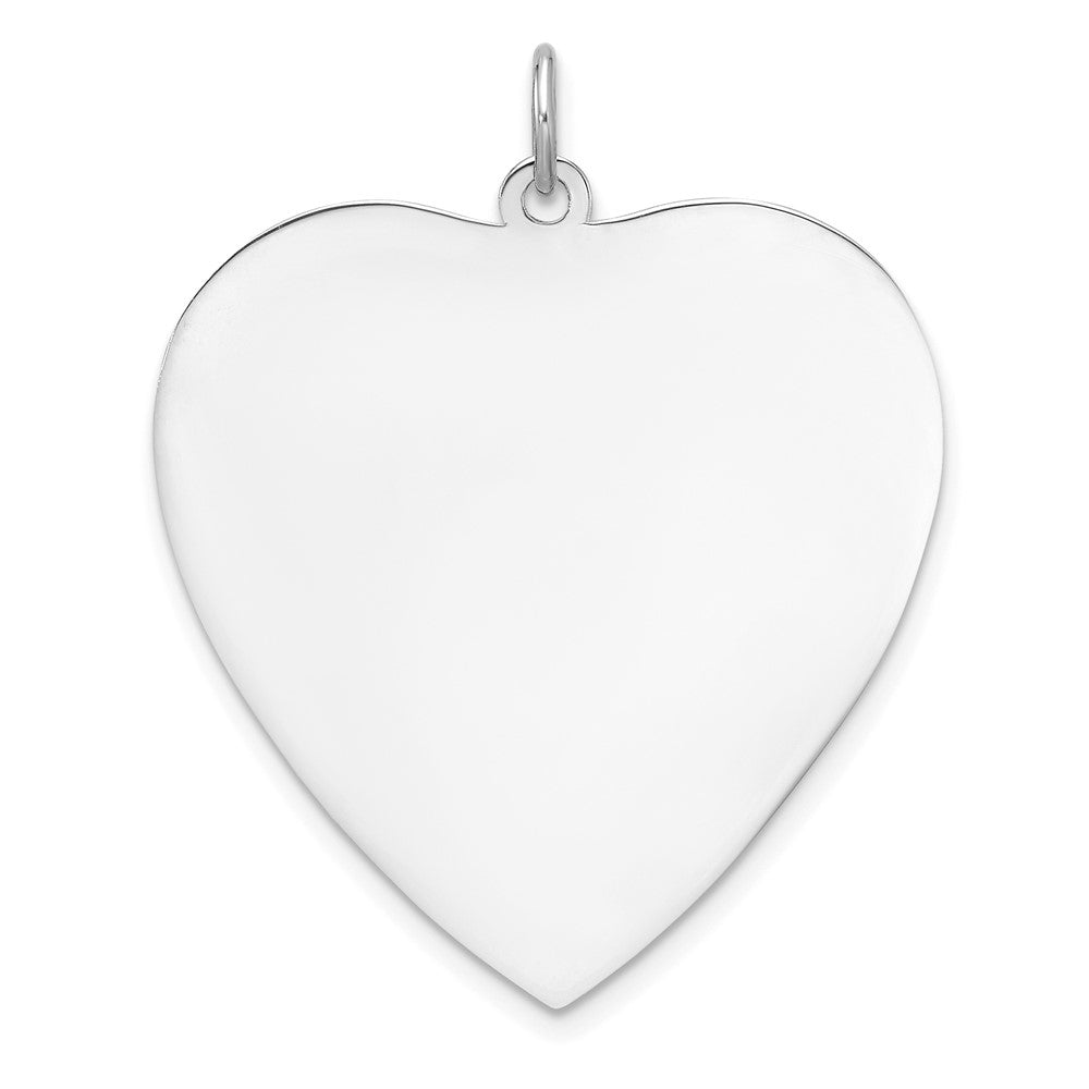 Sterling Silver Rhod-plated Eng. Heart Polish Front/Satin Back Disc Charm - 2