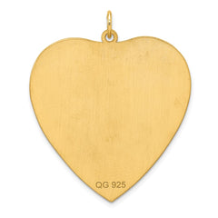 Sterling Silver GP Engraveable Heart Polished Disc Charm - 41