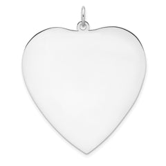 SS Rh-plt Engraveable Heart Polished Front/Satin Back Disc Charm - 31