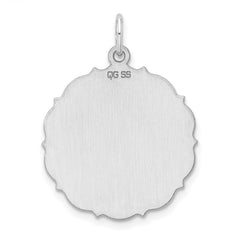 Sterling Silver Rh-plt Engraveable Polished Front/Satin Back Disc Charm - 39