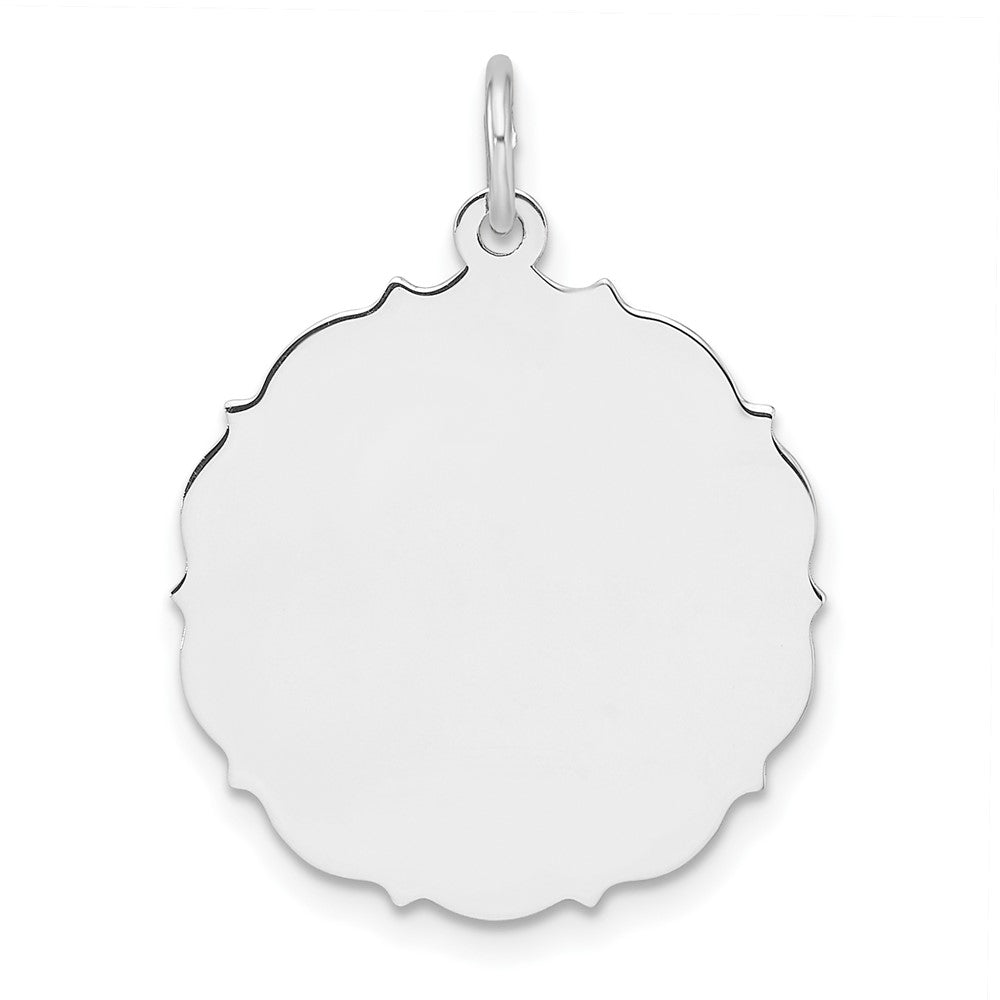 Sterling Silver Rh-plt Engraveable Polished Front/Satin Back Disc Charm - 51