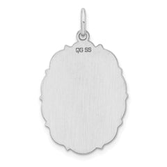 Sterling Silver Rh-plt Engraveable Polished Front/Satin Back Disc Charm - 40